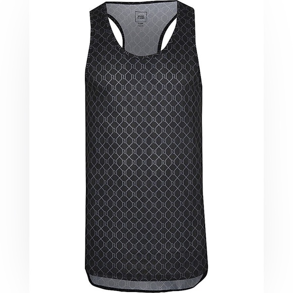 River Island Mens Black RI Monogram Racer Slim Fit Mesh Tank Top - Picture 5 of 5